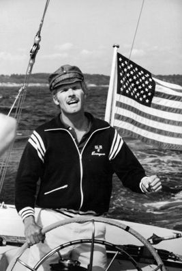 Ted Turner at the helm of Courageous, the yacht he sailed to victory in the 1977 America's Cup race. America's Cup Sailing Boats, Sailing Christopher Cross, Ted Turner, Americas Cup Yachts, Sailing Fashion, J Class Yacht, Bitter End Yacht Club, Buck Rogers In The 25th Century Spaceships, History Supreme Yacht