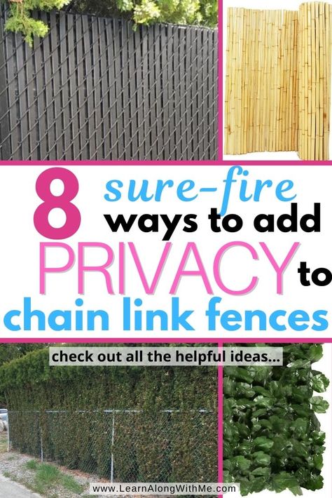 Diy Chainlink Fence Makeover, Privacy With Chain Link Fence Backyards, Bamboo Fence Over Chain Link, Chain Link To Privacy Fence, Chain Link Fence Decoration, Privacy Fence Ideas Chain Link, Privacy Fence Chain Link, Privacy Screen Chain Link Fence, Backyard Chain Link Fence Ideas