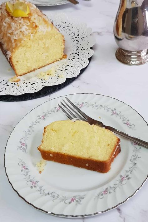 Lemon and Coconut Cake Lemon Coconut Loaf, Coconut Lemon Cake, Coconut Loaf Cake, Coconut Loaf, Lemon And Coconut, Lemon And Coconut Cake, Kitchen Larder, Mini Bundt, Coconut Bread