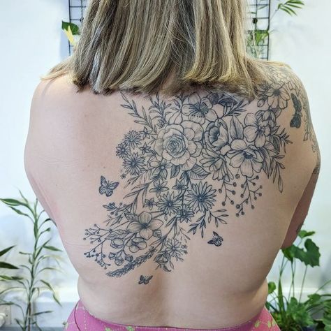 Wild Flower Tattoo Back, Wild Flower Back Tattoo, Wild Rose Tattoo, Tat Inspiration, Tattoo Back, Flower Tattoo Back, Wildflower Tattoo, Daisy Tattoo, Cute Little Tattoos