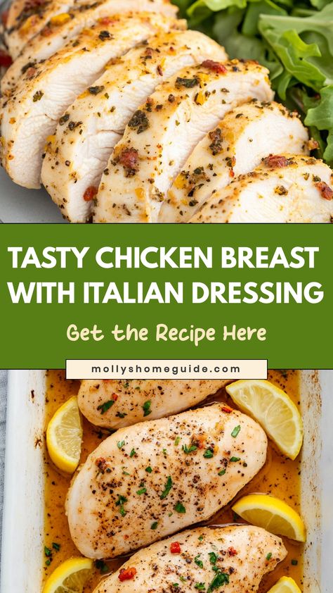 Satisfy your taste buds with a delicious and flavorful chicken breast marinated in zesty Italian dressing. This easy and mouthwatering recipe is perfect for a quick weeknight dinner or a special Sunday meal. The tangy flavors of the dressing perfectly complement the juicy chicken, creating a dish that will be loved by the whole family. Try this simple yet impressive recipe today and enjoy a burst of Italian-inspired goodness right at your own dining table! Italian Dressing Marinated Chicken, Italian Chicken Breast, Zesty Italian Chicken, Italian Dressing Chicken, Continental Recipes, Delicious Chicken Breast Recipes, Zesty Italian Dressing, Italian Dressing Mix, Easy Chicken Breast