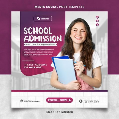 School Admission Open Creative Poster, College Social Media Post, Online Learning Creative Ads, Admission Open Creative Ads, School Admissions Poster, Admission Open Creative Poster, College Flyer Design, College Advertisement, College Admission Poster