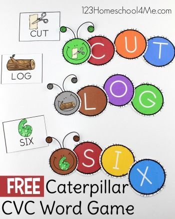 FREE Caterpillar CVC Words - this fun, free printable, hands on activity is sure to make practicing reading fun with a cvc activity - perfect for preschool, kindergarten, and first grade. Pouch Games, Cvc Worksheets Free, Printable Hands, Preschool Bugs, Games Kindergarten, Cvc Word Games, Reading Tutor, Cvc Worksheets, Cvc Words Worksheets