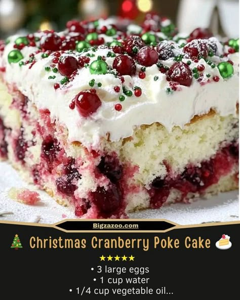 The Pioneer Woman -Ree Drummond Community ! | 🎄 Christmas Cranberry Poke Cake 🍰✨ | Facebook December Desserts, Cake Poke, Christmas Cranberry, Christmas Cake Pops, Poke Cake Recipes, Christmas Food Ideas, Festive Desserts, Poke Cakes, Sweet Tart