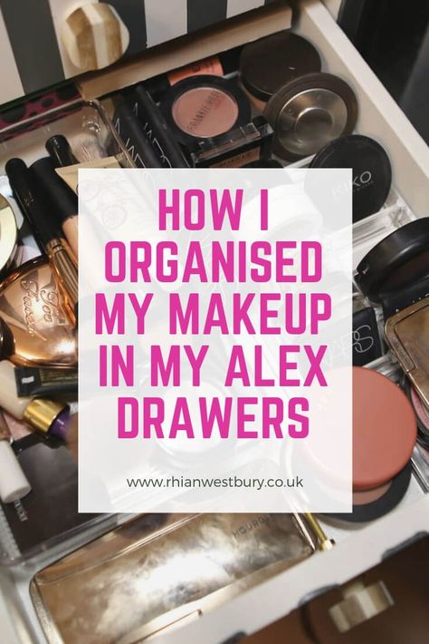 How I Organised My Makeup In My Alex Drawers Alex Drawer Vanity, Ikea Hacks Makeup Vanity, Ikea Alex Drawers Makeup, Alex Drawer Organization, Ikea Makeup Storage, Ikea Dressing Table, Makeup Storage Hacks, Ikea Makeup, Alex Drawers