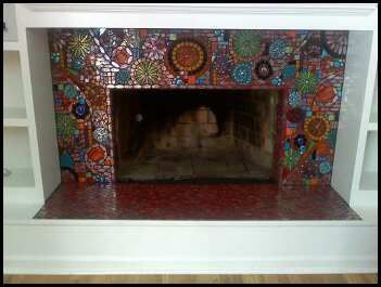 Glass Mosaic Fireplace by leannchristian, via Flickr Fireplace Mosaic, Mosaic Fireplace, Fireplace Designs, Mixed Media Mosaic, Mosaic Madness, Glass Mosaics, Mosaic House, Tile Projects, Home Fireplace