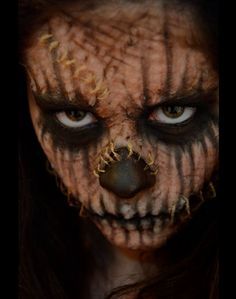 Scary Costume Makeup, Halloween Scarecrow Makeup Scary, Creepy Scarecrow Makeup, Halloween Makeup Scarecrow, Scary Scarecrow Makeup, Scarecrow Makeup Halloween, Special Effects Makeup Horror, Scary Special Effects Makeup Horror, Halloween Scarecrow Makeup