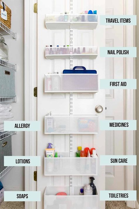 Small Linen Closet Organization Ideas - how to organize a hallway linen closet with these tips! Small Linen Closet Organization, Small Linen Closets, Hallway Closet, Organized Pantry, Organization Station, Diy Bathroom Storage, Bathroom Organization Diy, Linen Cupboard, Linen Closet Organization