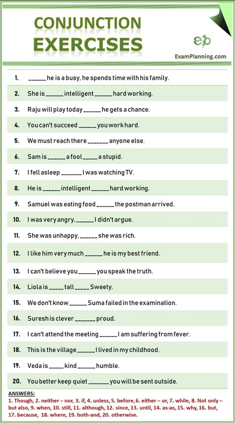 Conjunction Exercises with answers Conjunctions Worksheet Class 4, Conjunction Worksheet, Correlative Conjunctions, Conjunctions Worksheet, 2nd Grade Spelling, English Grammar Exercises, Grammar For Kids, Grammar Exercises, English Exercises