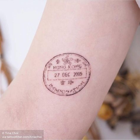 Hong Kong travel stamp Hong Kong Tattoo Ideas, Singapore Tattoo Ideas, Tokyo Tattoo Ideas, Travel Stamp Tattoo, Hongkong Tattoo, Malaysia Tattoo, Hong Kong Tattoo, Singapore Tattoo, Coordinates Tattoo