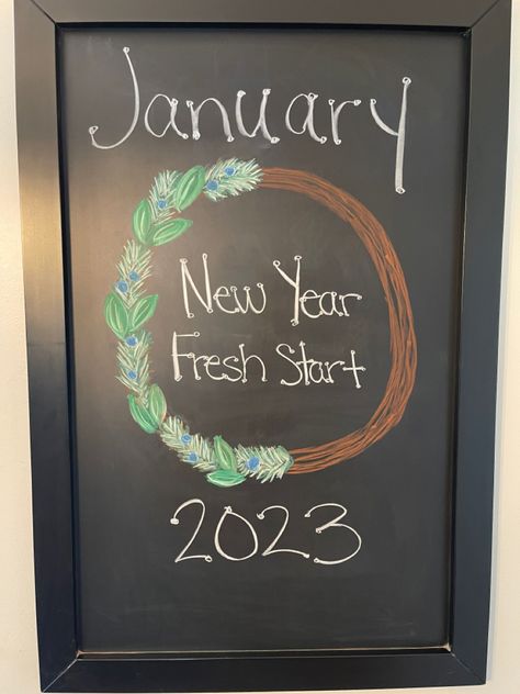 January chalkboard art January Chalkboard Ideas, Coffee Chalkboard, Christmas Chalkboard Art, Chalkboard Art Quotes, Christmas Chalkboard, Chalkboard Signs, Chalkboard Art, Chalk Art, Business Signs