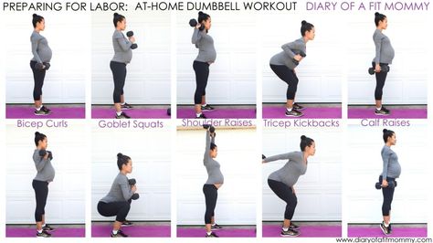 At Home Dumbbell Workout, Home Dumbbell Workout, Workout Diary, Labor At Home, Preparing For Labor, Exercise For Pregnant Women, Dumbbell Workout At Home, Diary Of A Fit Mommy, Fitness Diary