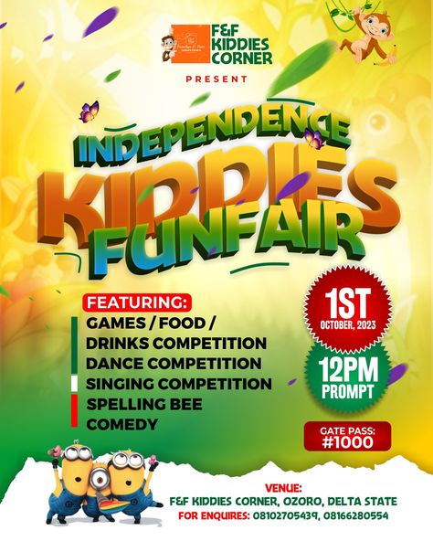 Funfair Flyer Design, Singing Competitions, Spelling Bee, Game Food, Club Parties, Dance Competition, Party Flyer, Flyer Design, Singing