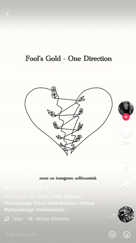 One Direction Song Tattoos Ideas, Fools Gold Tattoo One Direction, Fools Gold Tattoo, Subtle One Direction Tattoos, 1d Tattoos, Direction Tattoo, One Direction Tattoos, Song Tattoos, One Direction Songs