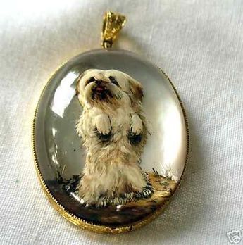 Portrait Jewelry, Painted Dog, Pet Jewelry, Vintage Charm Bracelet, Dog Pendant, Reverse Painted, Jewelry Antique, Dog Jewelry, Dog Decor