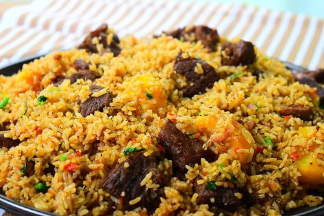 This beef pilau rice is a mouth watering rice dish cooked in a broth, seasoned with oriental spices. It's easy to make and tastes so yummy. How To Cook Pilau, Beef Pilau Recipe, Pilaf Rice, Pilau Rice, Kenyan Food, Rice Recipes For Dinner, Restaurant Flyer, Rice Pilaf, Spicy Pork