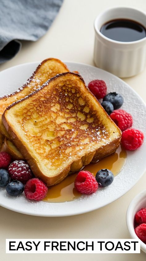 Elevate your French toast game with these gourmet toppings! Whether you love sweet berries or crave savory bacon, there’s a combo for you. Try maple syrup & fresh fruit for sweetness, or fried eggs & sausage for a hearty start. Experiment with Nutella or whipped cream for extra flair. Thick-sliced brioche or challah bread makes all the difference. Ready to transform breakfast? What's your favorite French toast topping? 😋👇 #FrenchToastLovers #BreakfastIdeas #FoodieFavorites #BrunchGoals #YummyToppings #SavoryAndSweet #MorningDelight French Toast Recipe For 2, French Toast Recipe Without Vanilla, Fried French Toast Recipe, French Toast Recipe Without Milk, Easy French Toast Recipe Without Milk, French Toast Without Cinnamon, French Toast Topping, French Toast For Two, Easiest French Toast