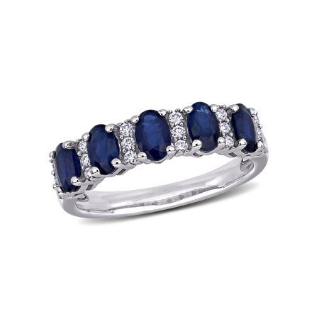 Diamond Anniversary Bands, Stylish Rings, Blue Sapphire Diamond, Diamond Anniversary, Blue Sapphire Rings, 14k White Gold Ring, Sapphire Stone, Anniversary Bands, Sapphire Diamond