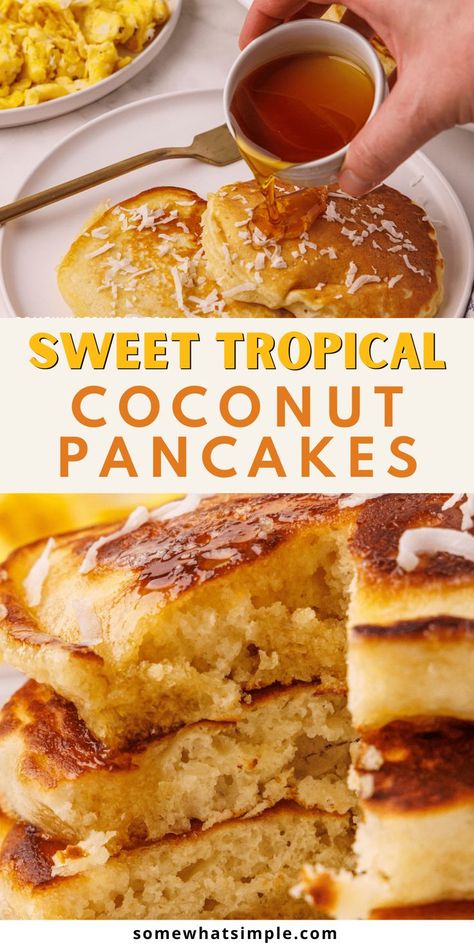 Sweet Tropical Coconut Pancakes bring a taste of paradise to your breakfast table! Fluffy and light, these pancakes are infused with shredded coconut for a delightful tropical flavor. Perfectly golden and delicious, they pair beautifully with maple syrup, fresh fruit, or even a dollop of whipped cream. Whether it’s a relaxing weekend brunch or a special morning treat, these pancakes transport you to a sunny island with every bite! Casserole Recipes Hashbrown, Cream Pancakes, French Toast Recipes, Coconut Pancakes, Breakfast Casserole Recipes, Hashbrown Recipes, Relaxing Weekend, Egg Recipes For Breakfast, French Toast Recipe