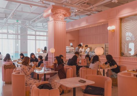 18 Brewtiful Cafes in Seoul | An Ongoing List of the Trendiest Spots Stylenanda Pink Hotel, Kafe Aesthetic, Myeongdong Seoul, Cafe In Seoul, Aesthetic Cafes, Seoul Cafe, Pink Hotel, Pink Pool, Pool Hotel