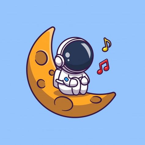 Astronaut singing on moon   icon illustr... | Premium Vector #Freepik #vector #character #cartoon #cute #moon Singing Illustration, Astronaut Music, Astronaut Drawing, Astronaut Illustration, Astronaut Cartoon, Moon Cartoon, Space Icons, Science Icons, Moon Vector