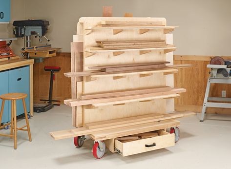 ShopNotes Podcast 075 — Scrap Management: Woodworking podcast on storing lumber. Woodsmith Plans, Lumber Rack, Table Saw Stand, Drill Press Table, Lumber Storage, Wood Crafting Tools, Woodworking Project Plans, Work Bench, Home Center