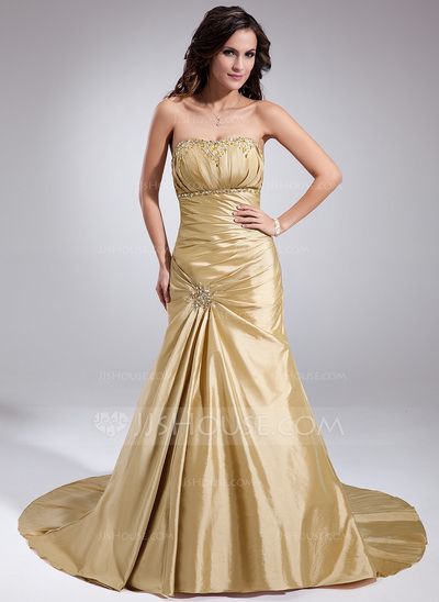 Wedding Dresses - $196.99 - Trumpet/Mermaid Strapless Court Train Taffeta Wedding Dress With Ruffle Beading (002018673) http://jjshouse.com/Trumpet-Mermaid-Strapless-Court-Train-Taffeta-Wedding-Dress-With-Ruffle-Beading-002018673-g18673 Most Popular Wedding Dresses, Colored Wedding Gowns, Taffeta Wedding Dress, Wedding Dresses Taffeta, Greenery Wedding Decor, Popular Wedding Dresses, Ruffle Beading, Ruffle Wedding Dress, Popular Wedding