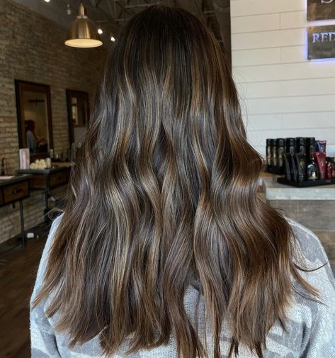 Partial Balayage Brunettes, Dark Caramel Hair, Hazelnut Hair, Partial Balayage, Full Balayage, Hair Clip Hairstyles, Event Hairstyles, Balayage Straight Hair, Balayage Long Hair