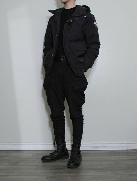 Dark Academia Techwear, Apocalyptic Outfit Men, Techwear Jackets Men, Casual Techwear Men, Sick Outfit, Masc Fits, Bf Aesthetic, Casual Techwear, Techwear Men