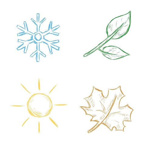 Four Seasons Symbols, Four Seasons Tattoo Symbols, 4 Seasons Tattoo Simple, Different Seasons Drawing, Seasons Tattoo Changing, Seasons Drawing Ideas, 4 Season Tattoo, Tattoo Seasons, 4 Seasons Aesthetic