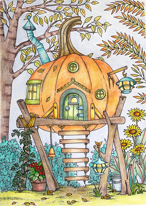 Tiny House Painting, Drawing Ideas Whimsical, Pumpkin House Painting, Fairy Cottage Drawing, Fairy Tree Houses Drawing, Fairy Houses Drawing, Pumpkin House Drawing, Tiny House Drawing, Cute Fairy Drawings