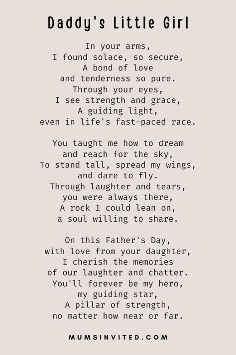 28 Heartfelt Father's Day Poems To Celebrate Our Unsung Heroes Poem For Father From Daughter, Daddy Poems From Daughter, Poems From Daughter To Dad, Poems About Fathers And Daughters, Poems About Dads And Daughters, Father Daughter Poetry, Poems About Dads Who Left, Father’s Day Letter, Poem For Dad From Daughter