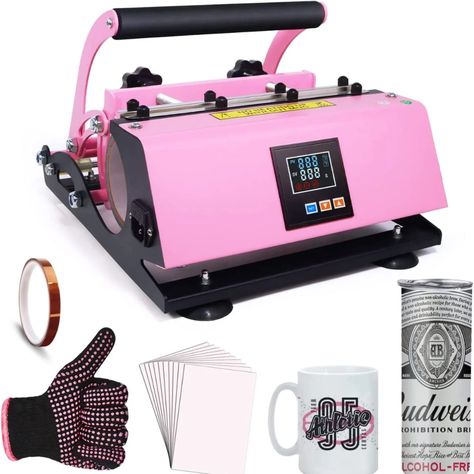 Tumbler Heat Press, Printmaking Supplies, Pink Tumbler, Spice Jar Labels, Homemade Stickers, Heat Resistant Gloves, Diy Mugs, Mug Press, Heat Press Machine