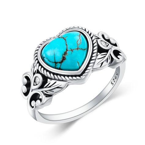 PRICES MAY VARY. Stylish Statement – This stunning Native American Navajo Leaf & Vine Turquoise Ring is a true masterpiece! the setting is crafted from sterling silver and displays a beautiful leaf and vine design reminiscent of traditional Navajo artwork. This sterling silver turquoise ring is sure to be a cherished keepsake for years to come! Eye-Catching Quality - Admire the sheer beauty of your handmade 925 sterling silver turquoise rings! This Natural turquoise's Energy and Healing powers w Silver Western Rings, Sterling Silver Turquoise Rings, Native American Western, Western Rings, Heart Rings, Rings Sterling Silver, Fairy Dragon, American Western, Sterling Silver Rings Turquoise