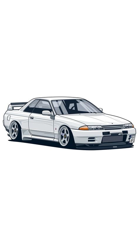 Illustrations Nissan GTR32 Cartoon Car Tattoos, Nissan Gtr R32 Wallpaper, Gtr R32 Drawing, Gtr32 R32 Skyline, Nissan Gtr R32 Skyline, Gtr R32 Wallpaper, Nissan Skyline R32 Wallpaper, Supra Illustration, R32 Skyline Wallpaper