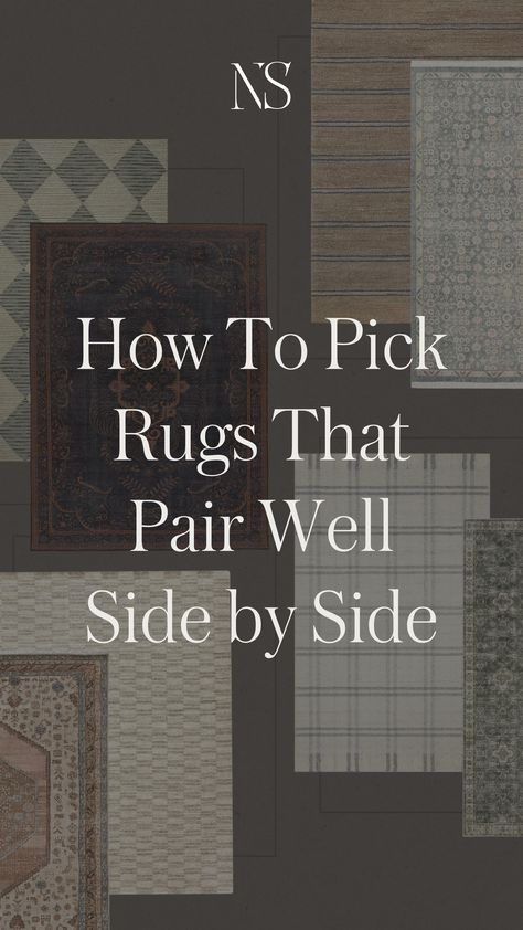 How to mix multiple rugs in an open concept or closed concept home. Rugs that look good side by side. How to pick rugs that look good near each other. Rug pairing recommendations from a designer. How to mix and match patterned rugs in your home. How to pick a color palette for multiple rugs. #rugpairings #mixingrugs #interiodesigntips #rugs Budget friendly rugs. 2 Rugs In Living Room, Living Room Multiple Rugs, Rug Combinations Living Rooms, 2 Area Rugs In Living Room, House Rug Ideas, 2 Different Area Rugs In One Room, Living Room Two Rugs, Carpets In Open Concept, Open Concept Multiple Rugs