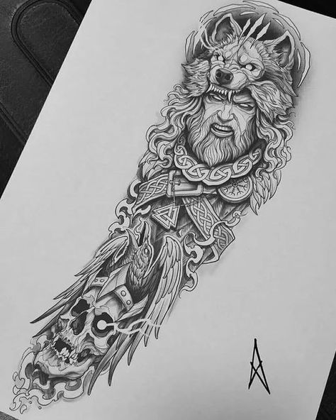 Celtic Nordic Tattoo, Tattoo Sketches For Men, Tony Tattoos, Norse Tattoos, North Mythology, Celtic Sleeve Tattoos, Odin Tattoo, Half Sleeve Tattoos Sketches, Viking Tattoo Symbol