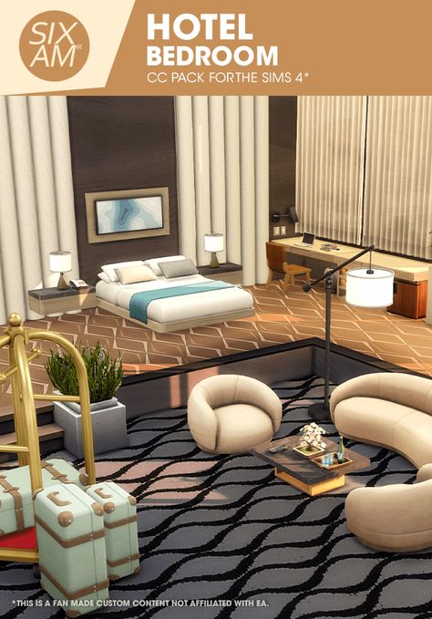 Hotel Bedroom CC Pack - Build / Buy - The Sims 4 - CurseForge Sims 4 Hotel Mod, Sims 4 Hotel, Sixam Cc, The Sims 4 Pack, Lotes The Sims 4, Sims Furniture, Sims Houses, Sims Packs, Cc Mods