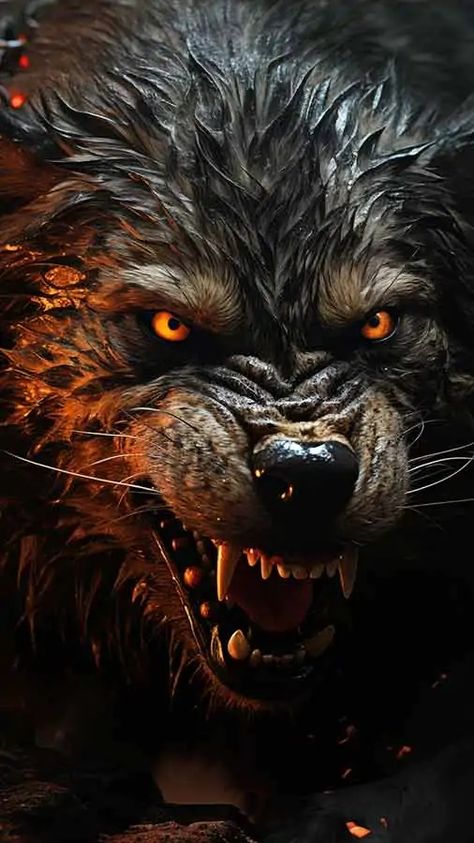 Angry black wolf HD wallpaper 4K free download for Desktop laptop and Phones Scary Wolf, Lup Singuratic, Werewolf Illustration, Werewolf Stories, Angry Wolf, Horror Vintage, Wolves And Women, Wolf Images, Fantasy Wolf