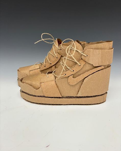 #studentsrebuild #reducereuserecycle #cardboard #shoes #highschoolsculpture Cardboard Shoes Diy, Cardboard Shoes, Recycled Shoes, Preppy Shoes, Reduce Reuse Recycle, Cardboard Art, Gcse Art, Diy Clay Crafts, Diy Shoes