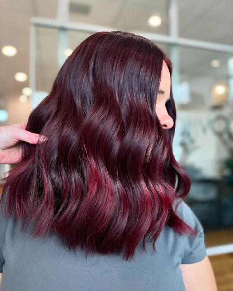 VIVO BEFORE & AFTER 🍒Sweet like Cherry Cola! Myffy @hairbymyffy at Vivo Ferrymead (Christchurch) created this delicious blend of deep reds with violet and burgundy undertones that just oozes luxe!🤩 A little birdie tells us this is one of the hottest colours of winter 2024, with multiple celebrities taking to the red carpet, film premieres and Fashion Week rocking this luscious hue (did someone say Dua Lipa?😜) . Save this look for your hair inspo and if you’re ready to refresh your look with... Dua Lipa Hair Color, Dua Lipa Red Hair, Cherry Red Balayage Hair, Dua Lipa Hair, Teeth Gems, Red Balayage Hair, Cherry Red Hair, Red Balayage, Cherry Hair