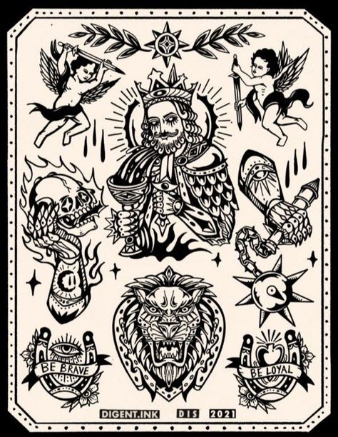 Old Style Tattoos, Traditional Tattoo Stencils, Traditional Tattoo Flash Sheets, Traditional Tattoo Drawings, Traditional Black Tattoo, Tattoo Catalog, Tato Minimal, Traditional Style Tattoo, Tattoo Filler