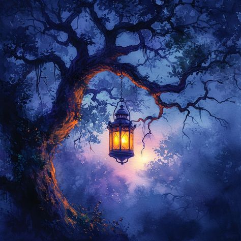 Midjourney Feed Dramatic Lighting Illustration, Folktale Aesthetic, Fantasy Lantern, Whimsy Aesthetic, Magical Lantern, Lantern Photography, Tree Lantern, Lantern Drawing, Mystery Art