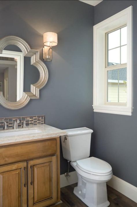 Sherwin Williams Storm Cloud, Bathroom Wall Colors, Bathroom Paint Colors, Room Tiles, Bathroom Color, Room Paint Colors, Trendy Living Rooms, Trendy Bathroom, Paint Colors For Living Room