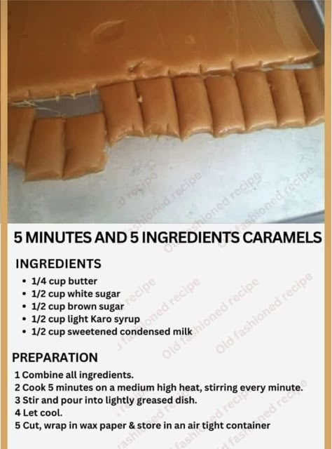 Caramel Ingredients, Easy Candy Recipes, Homemade Sweets, Candy Recipes Homemade, Christmas Candy Recipes, Homemade Candy, Caramel Recipes, Homemade Caramel, No Sugar Foods