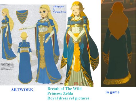 reference pictures for costume / cosplay Breath of the Wild Princess Zelda Royal blue dress (royal outfit) Zelda Dress Breath Of The Wild, Zelda Blue Dress, Zelda Breath Of The Wild Costume, Princess Zelda Dress, Princess Zelda Outfit, Zelda Cosplay Breath Of The Wild, Link Outfits Breath Of The Wild, Zelda Cosplay Diy, Link Botw Outfit