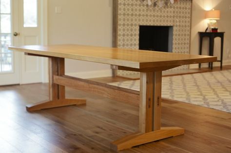 The Feast Project by Andy Rawls — Kickstarter Crib Furniture, Kitchen Booth, Wood Dining Room Table, Diy Farmhouse Table, Modern Style Homes, Table Designs, Wood Worker, Trestle Table, Woodworking Furniture