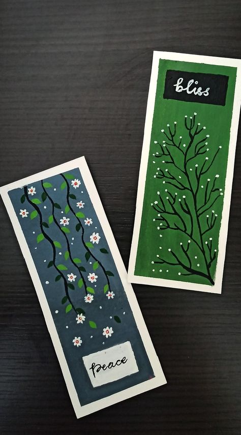 handmade bookmarks painted with acrylic color Bookmarks Acrylic Paint, Green Book Mark, Painted Bookmarks Acrylic Easy, Acrylic Painting Bookmarks, Bookmarks Handmade Acrylic, Bookmark Acrylic Painting, Oil Pastel Bookmarks, Bookmark Painting Ideas Acrylic, Gouache Bookmark