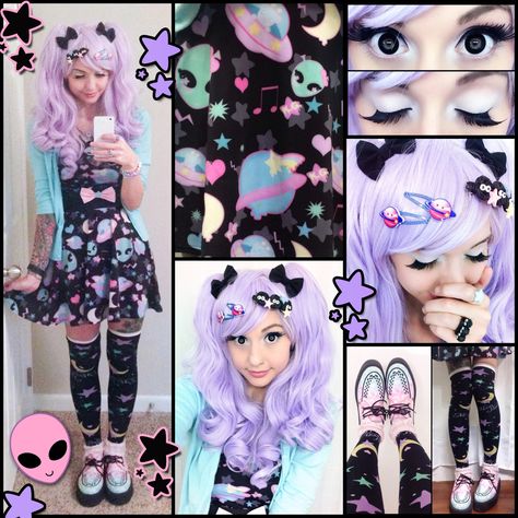 Alexa's Style Blog: I WANT TO BELIEVE Space Alien Daily Style Post Alien Dress, Alexa Poletti, Fashion Types, Perky Goth, Goth Outfit Ideas, Pastel Punk, Pastel Goth Outfits, Mascaras Halloween, Harajuku Fashion Street