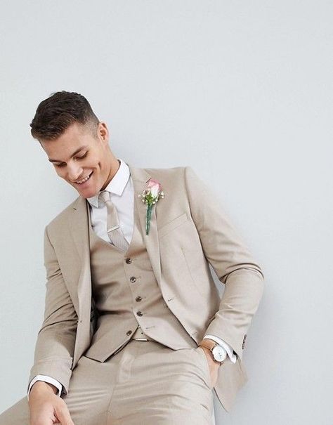 Wedding Suits Men Beige, Suits Men Beige, Best Groom Suits, Beige Suits Wedding, Tuxedo For Wedding, Men's Tuxedo Wedding, Summer Wedding Suits, Men Tuxedo, Wedding Groomsmen Attire